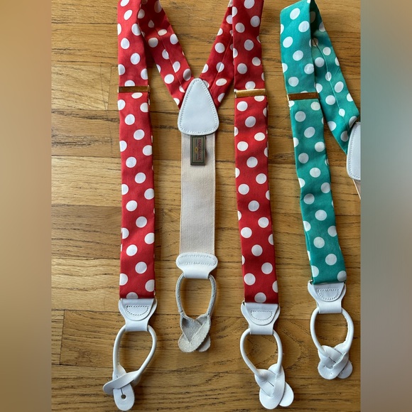 Trafalgar suspenders matching green and red polka dot adjustable - Picture 6 of 8
